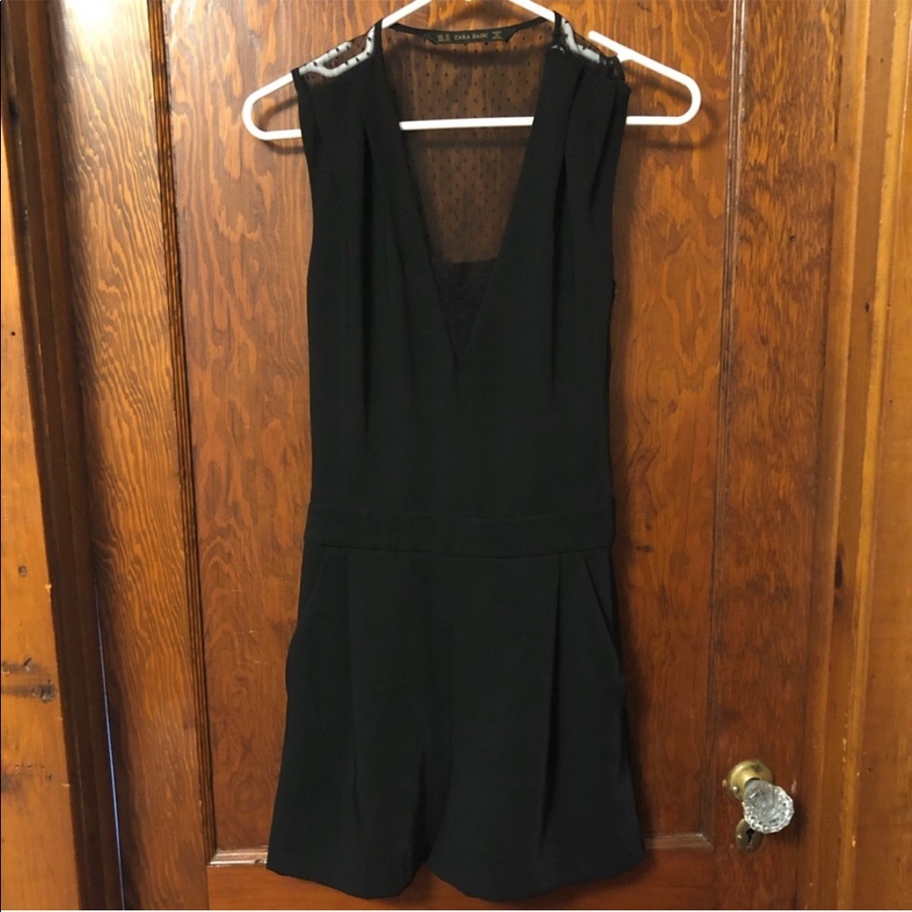 ZARA Black Mesh Open Backless Romper